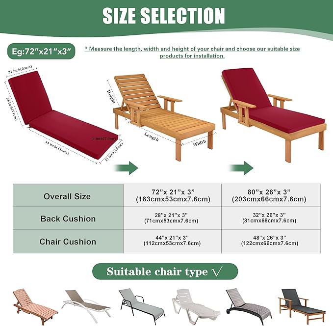 Chaise Lounge Cushions Outdoor Set of 4 - Image 3