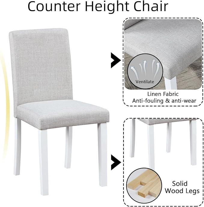 Dining Table Set for 4, 5-Piece Dining Room Table Set - Image 3