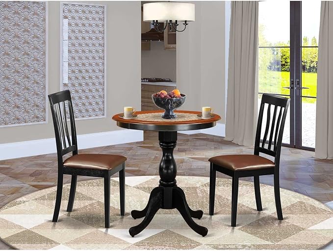 East West Furniture ESAN3-BCH-LC 3 Piece Kitchen Table & Chairs Set Contains a - Image 5