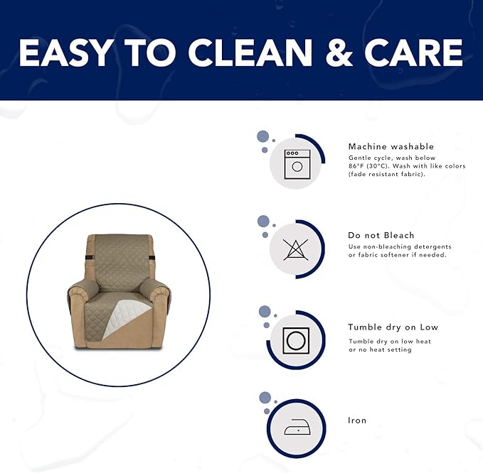 PureFit Reversible Sofa Cover Water Resistant Recliner Couch Cover, Machine - Image 7