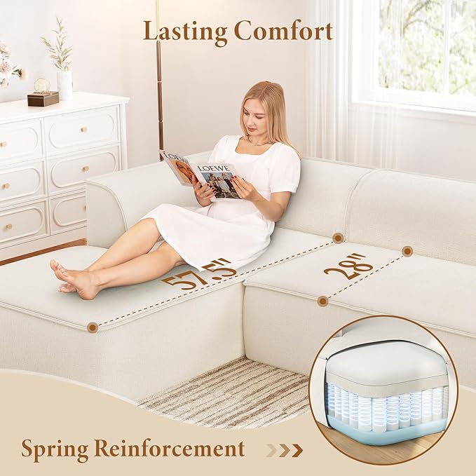 Vesgantti 106" Cloud Couch Sectional Modular Sofa, Deep Seat Comfy Cloud Couch - Image 3
