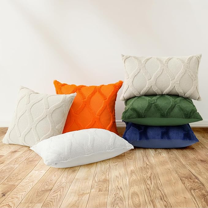 decorUhome Fall Throw Pillow Covers 26x26 Inch Set of 2, Soft Plush Faux Fur - Image 6