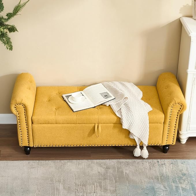 Furniliving 55” End of Bed Bench, Bedroom Bench - Image 6