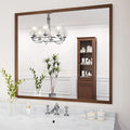 WEER Walnut Bathroom Mirror, Walnut Framed Mirror 40X36 Inch, Rectangle Wall by WEER