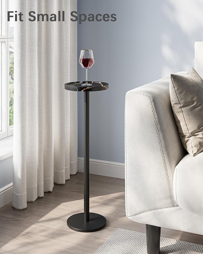 Drink Table, Small Pedestal Side Table, Round Cocktail Table, Circle End Table - Image 5