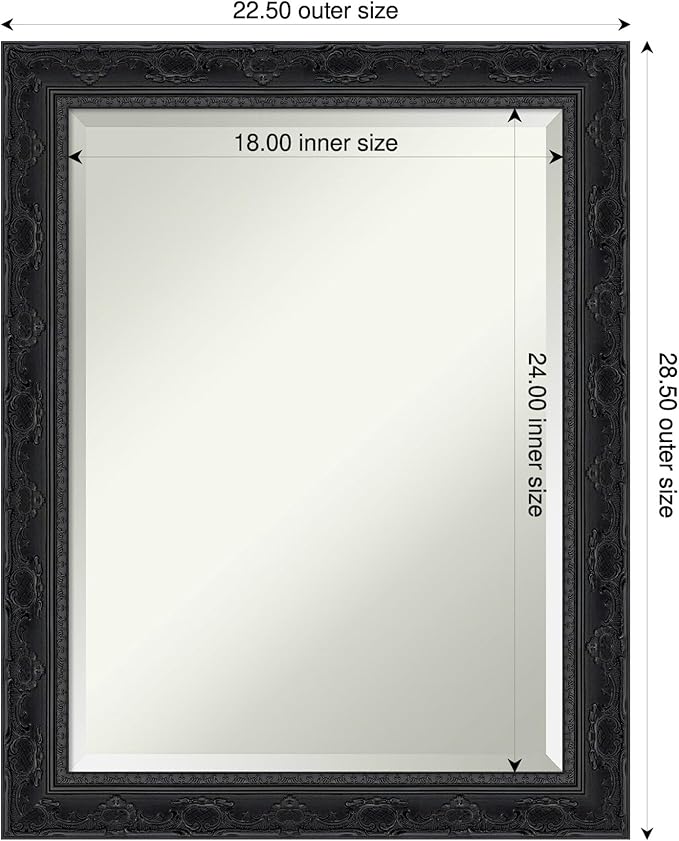 Amanti Art Bathroom Mirror for Over Sink, 29x23 Filigree Gloss Black Rectangle - Image 3