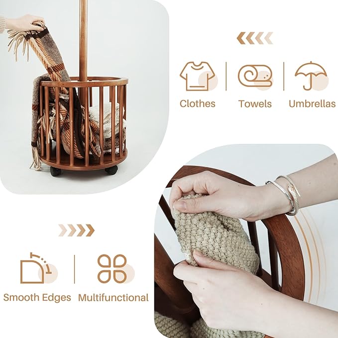 Uniclinens Solid Wood Coat Rack Freestanding - Image 5