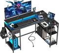47 inch Gaming Desk with Power Outlet & LED Light, Reversible L Shaped Desk by Eivanet