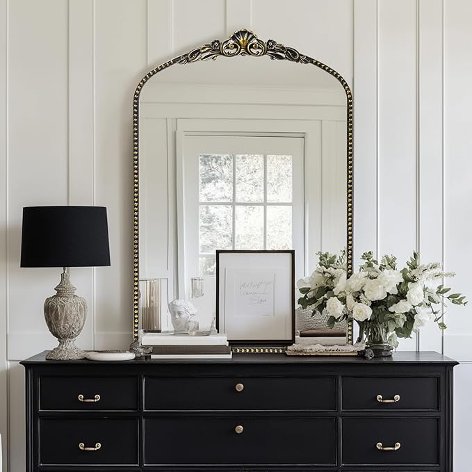 G-LEAF Vintage Baroque Mirror 24"X36", Victorian Antique Farmhouse Mantel Mirror by G-LEAF