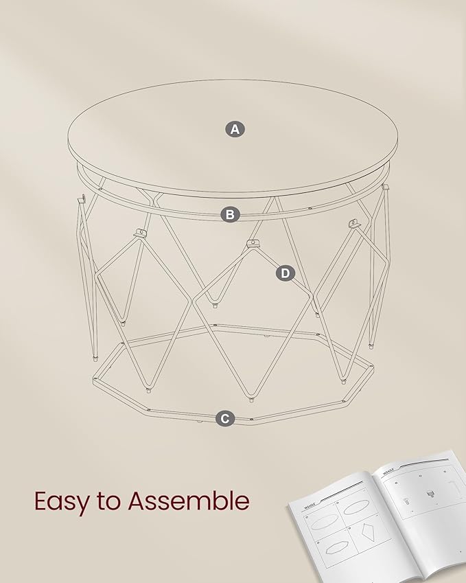 VASAGLE Round Coffee Table for Living Room, Cage Cocktail Table - Image 8