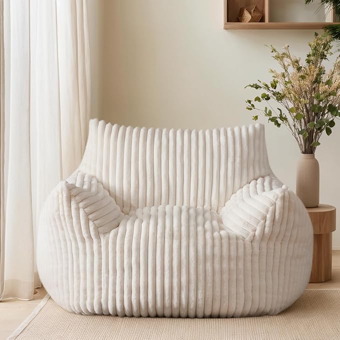 Oversized Bean Bag Chair for Adults, Giant Comfy Plush Boneless Bean Bag Couch by LivingGiving