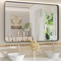 WEER Black Bathroom Mirror 48X32 Inch, Rectangular Black Metal Framed Mirror by WEER