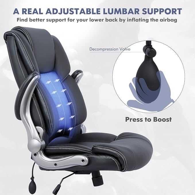 COLAMY High Back Executive Office Chair- Ergonomic Home Computer Desk Leather - Image 4