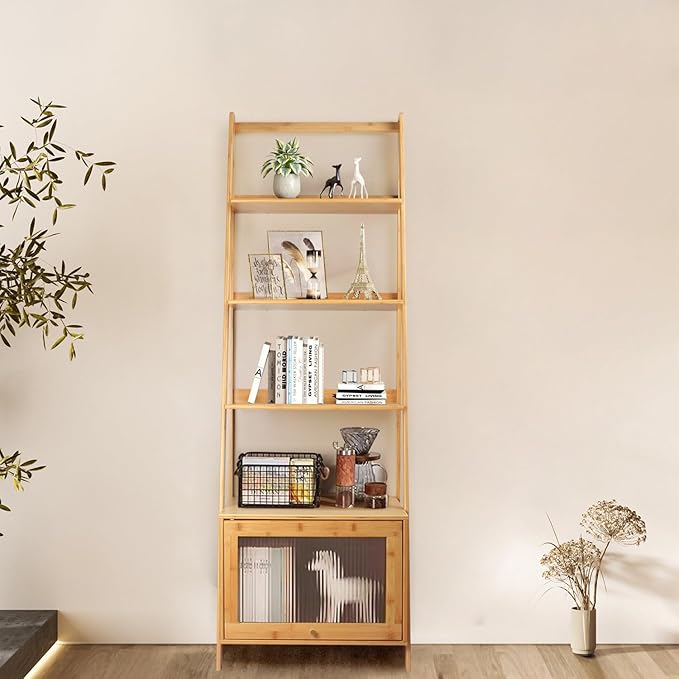 5-Tier Bamboo Ladder Bookshelf - Image 3
