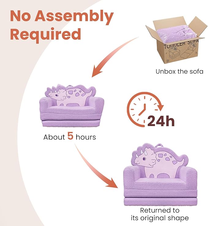 TinyPalsa Kids Couch, Convertible Sofa to Lounger Fold Out, Gift - Image 5