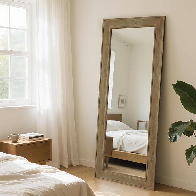 WallBeyond Full Length Mirror Rustic Wood Framed, 27 x 67 inch Farmhouse Wall by WallBeyond