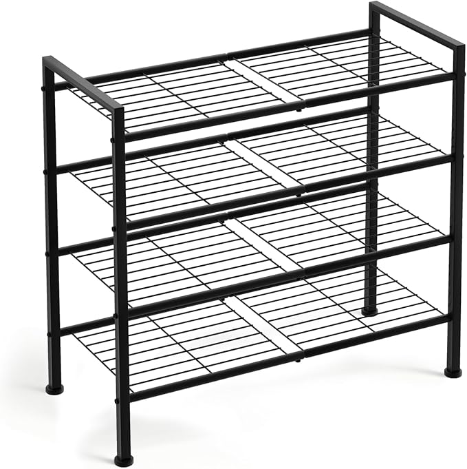 Simple 4 Tier Shoe Rack, Metal Stackable Shoe Storage Organizer by DONGRONG