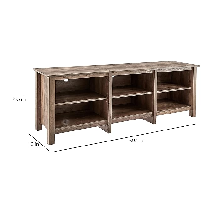 ROCKPOINT 70inch TV Stand Storage Media Console Entertainment Center, Rustic Oak - Image 4