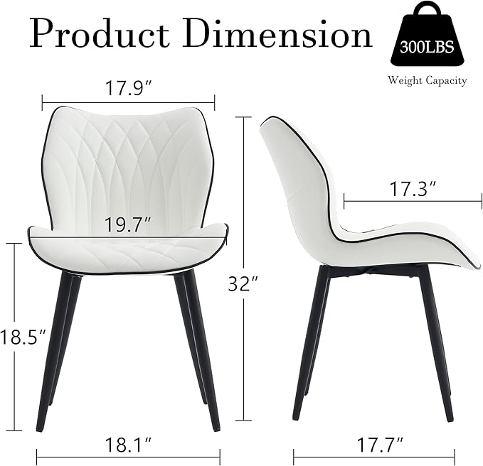 YOUNIKE Dining Chairs Set of 2, Upholstered Faux Leather Dining Room Chairs - Image 2
