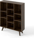 Manora Rustic Brown 10 Cube Mid Century Modern Bookshelf, Wooden Storage by manora