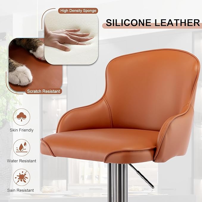 Black Titanium Stainless Steel Bar Stools, Grade Modern Leather Bar Chair - Image 4