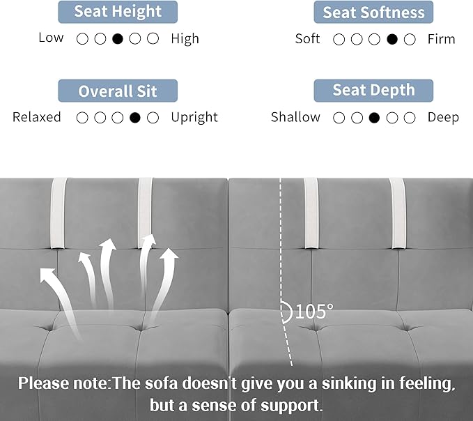 Shintenchi Sleeper Sofa Bed, Velvet Futon Folding Couch Bed - Image 5