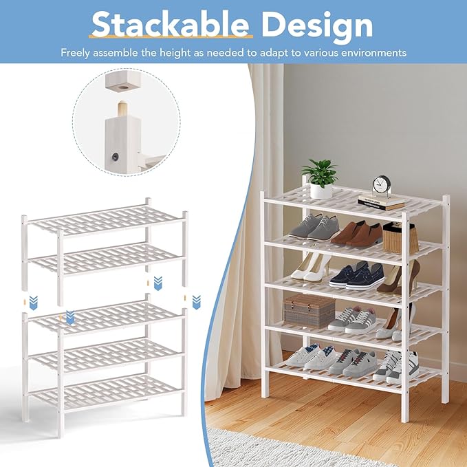 Haddockway Large 3 Tier Bamboo Shoe Rack Storage Organizer, Small Space - Image 6