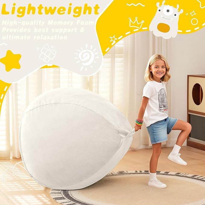 HABUTWAY 2FT Bean Bag Chair, Teardrop Bean Bag Chair Luxurious Velvet Ultra - Image 5