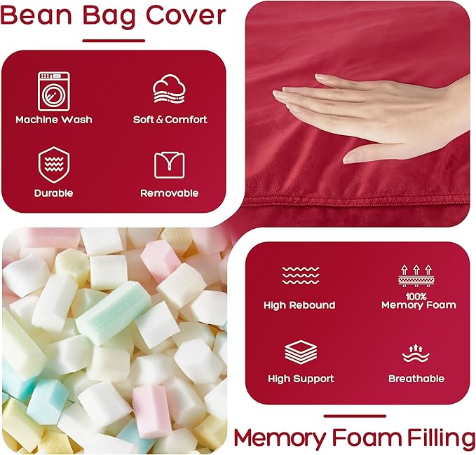 HABUTWAY Bean Bag Chair: Giant 4' Memory Foam Furniture Bean Bag Chairs - Image 5