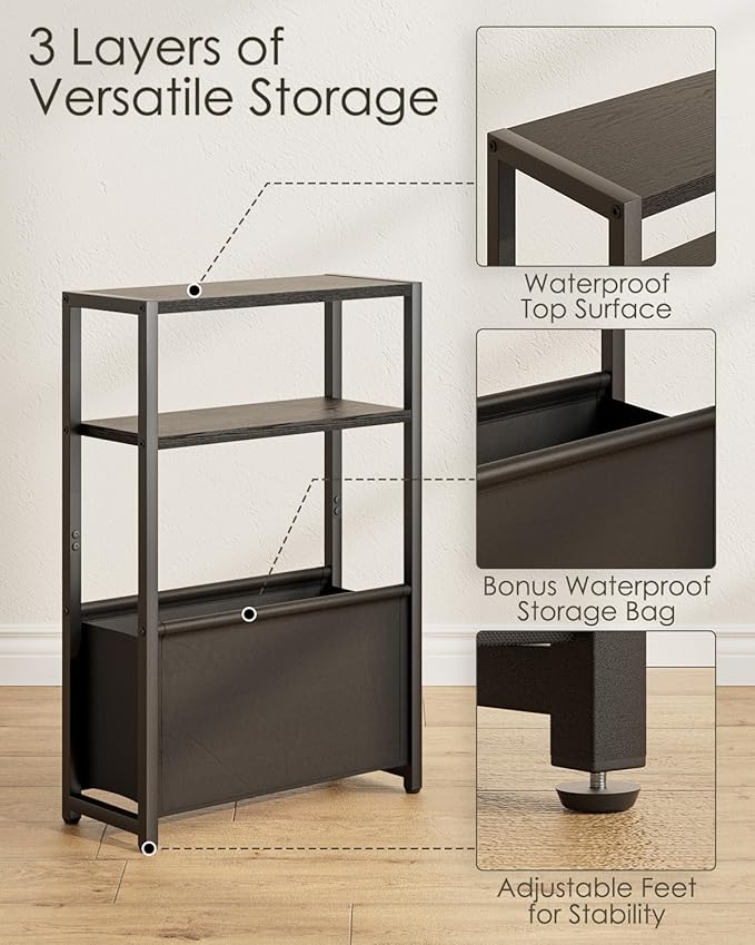 Narrow Side Table End Table, 3-Tier Side Table - Image 4