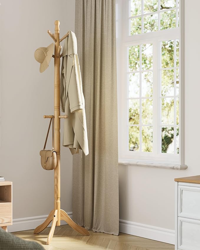 VASAGLE Solid Wood Coat Rack and Stand, Free Standing Hall Coat Tree - Image 6