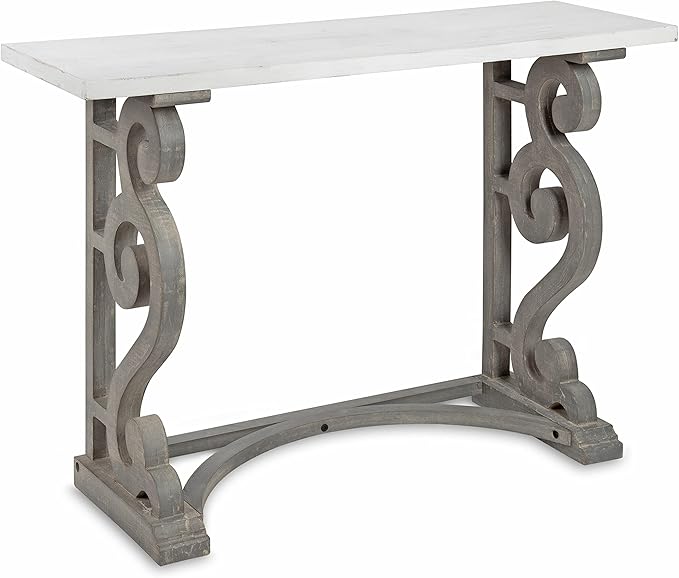 Kate and Laurel Wyldwood Solid Wood Farmhouse Console Table, Distressed White by KateandLaurel