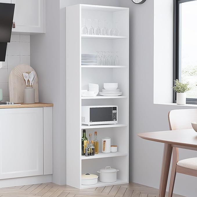 6-Tier Book Shelf, Floor Standing Open Bookcase, Wooden Display Storage Shelves - Image 8