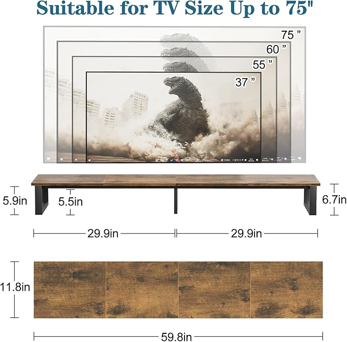 59" Large TV Riser Stand for 32-75 Inch TV, TV Shelf - Image 2