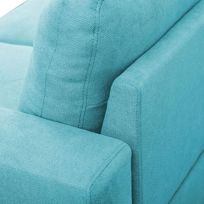 Light Blue L-Shaped 3-Piece Linen Sofa - Image 5