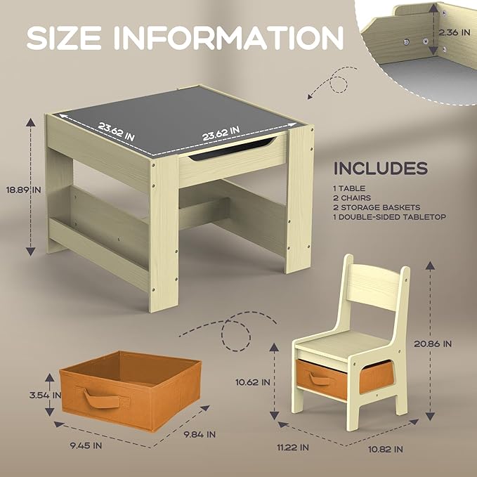 Joyooss Kids Table and Chair Set, 4 in 1 Wooden Activity Toddler Table and - Image 6