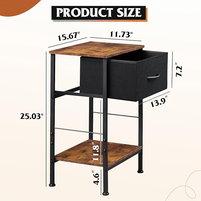 WLIVE Nightstand Set of 2, End Table - Image 3