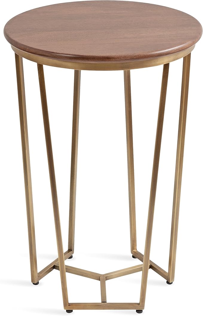 Kate and Laurel Solvay Round Metal and Wood Side Table; 16 x 16 x 24; Walnut by KateandLaurel