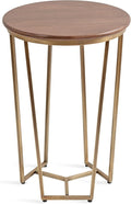 Kate and Laurel Solvay Round Metal and Wood Side Table; 16 x 16 x 24; Walnut by KateandLaurel