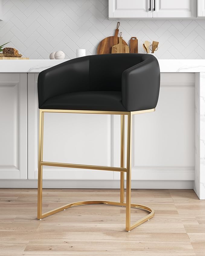 Manhattan Comfort Louvre 26 Inch Mid Century Modern Counter Height Bar Stools - Image 2