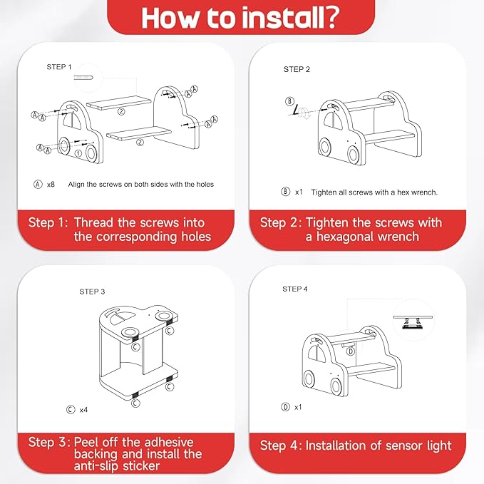 Wooden 2 Step Stool for Toddlers|Red Car Kids Stool - Image 6