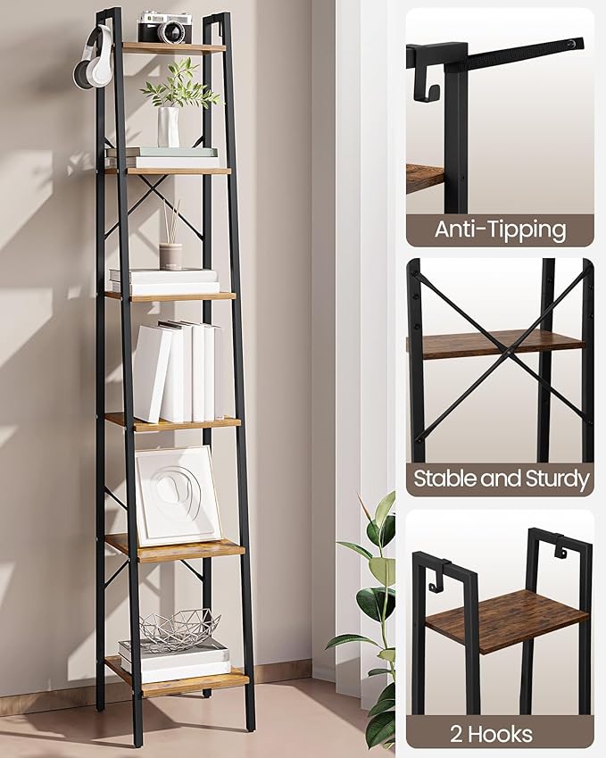 Ladder Shelf, Bookshelf Bookcase, Freestanding Corner Storage Shelve - Image 6
