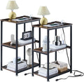 VECELO Tall End Table with Charging Station, Side Table with USB Ports and by VECELO