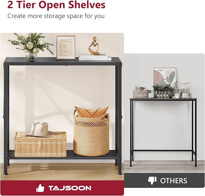 Tajsoon Small Entryway Table, 2-Tier Narrow Consle Table - Image 4