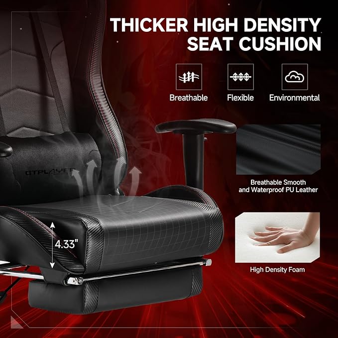 GTPLAYER Gaming Chair with Bluetooth Speakers, Adjustable Backrest and Height - Image 6