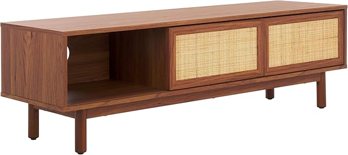 SAFAVIEH Aino TV Stand for up to 60" Flatscreen – Walnut Brown, 2 Sliding Doors - Image 6