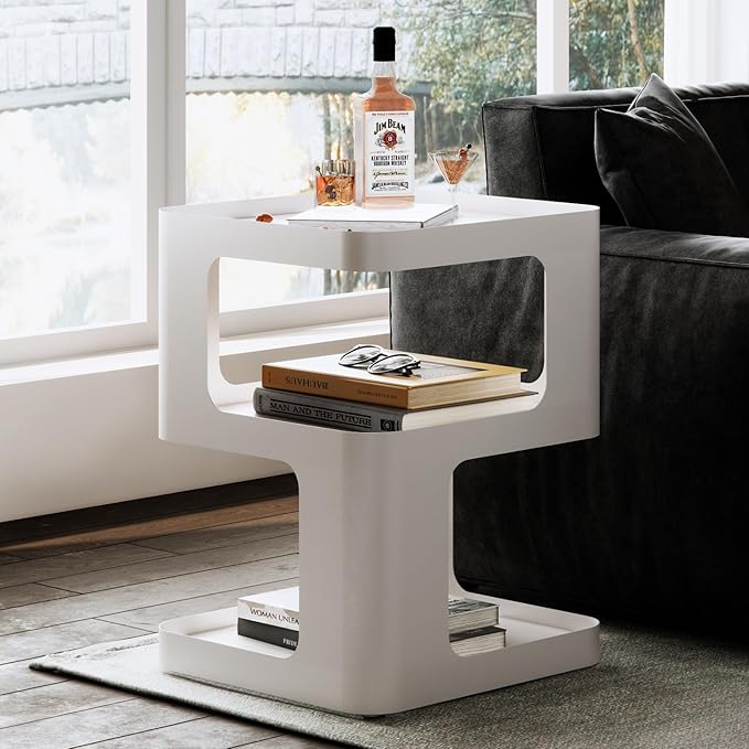 Modern Side Table, Unique nightstand, Bedside Table, Metal 3-Tier Night Stand by uniquefurnituremodernstyle