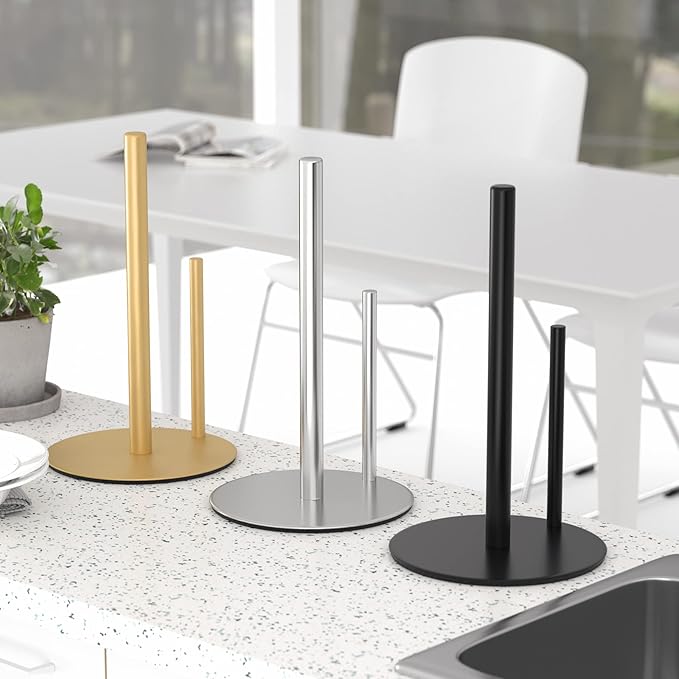 Paper Towel Holder Silver, Premium Stainless Steel Kitchen Roll Dispenser - Image 7