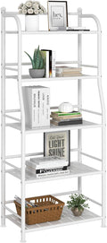 5 Tier Metal Shelf Storage Shelves Living Room Bookshelf Bathroom Corner by FKUO