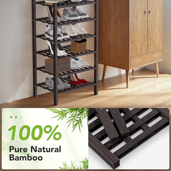 Haddockway small 6 Tier Bamboo Shoe Rack Storage Organizer, Small Space - Image 5